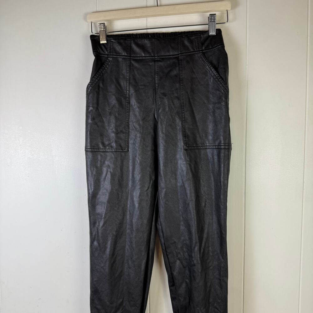 SPANX- Faux Leather Jogger Pants Black High Rise Pull-on Stretch S - Picture 5 of 8